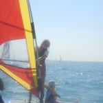 Milly learning to  windsurf
